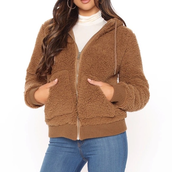 Fashion Nova Jackets & Blazers - Sherpa fuzzy jacket- Mocha